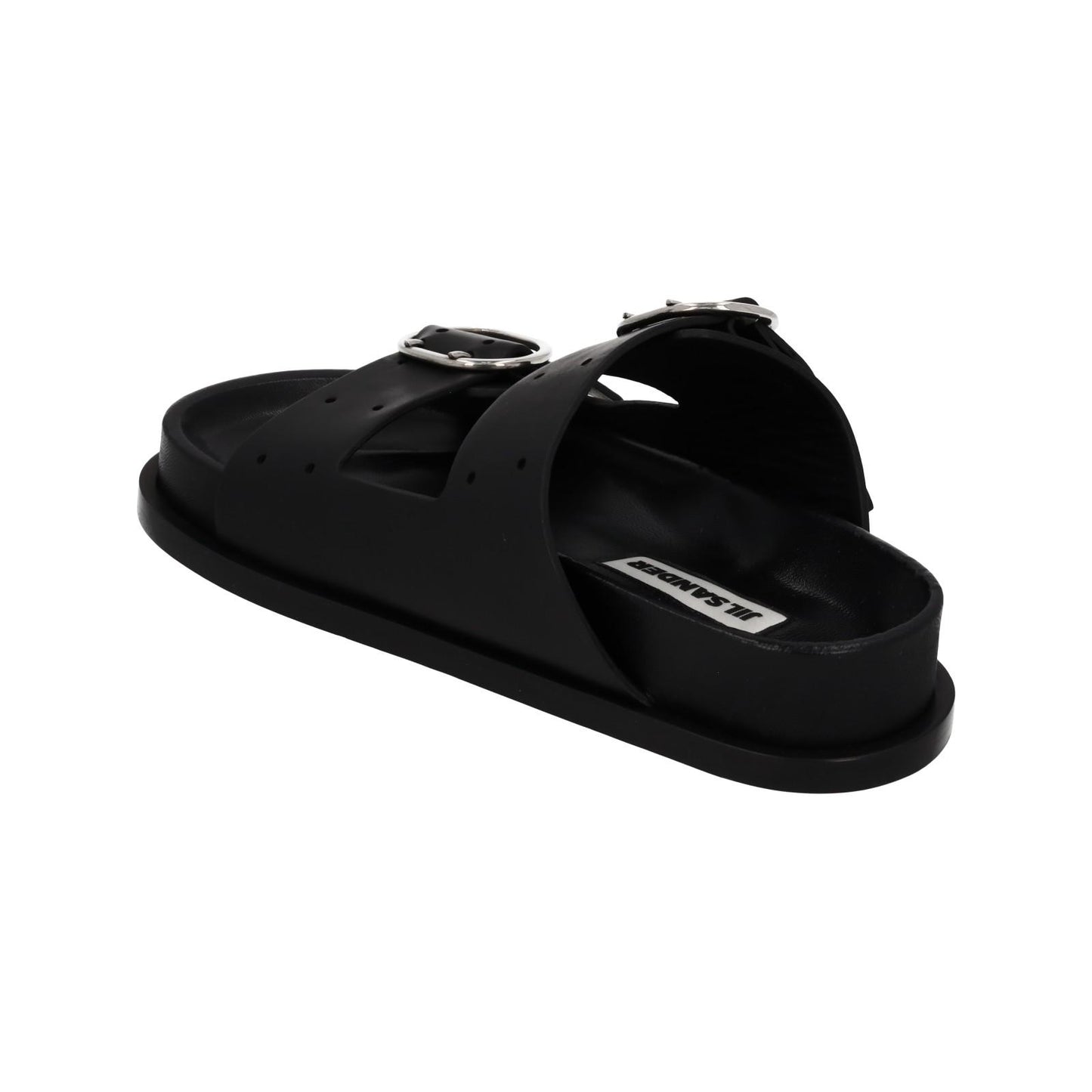 JIL SANDER Sandals Buckle Fussbet Slides Mule Black Leather EU37 UK4 NEW RRP710