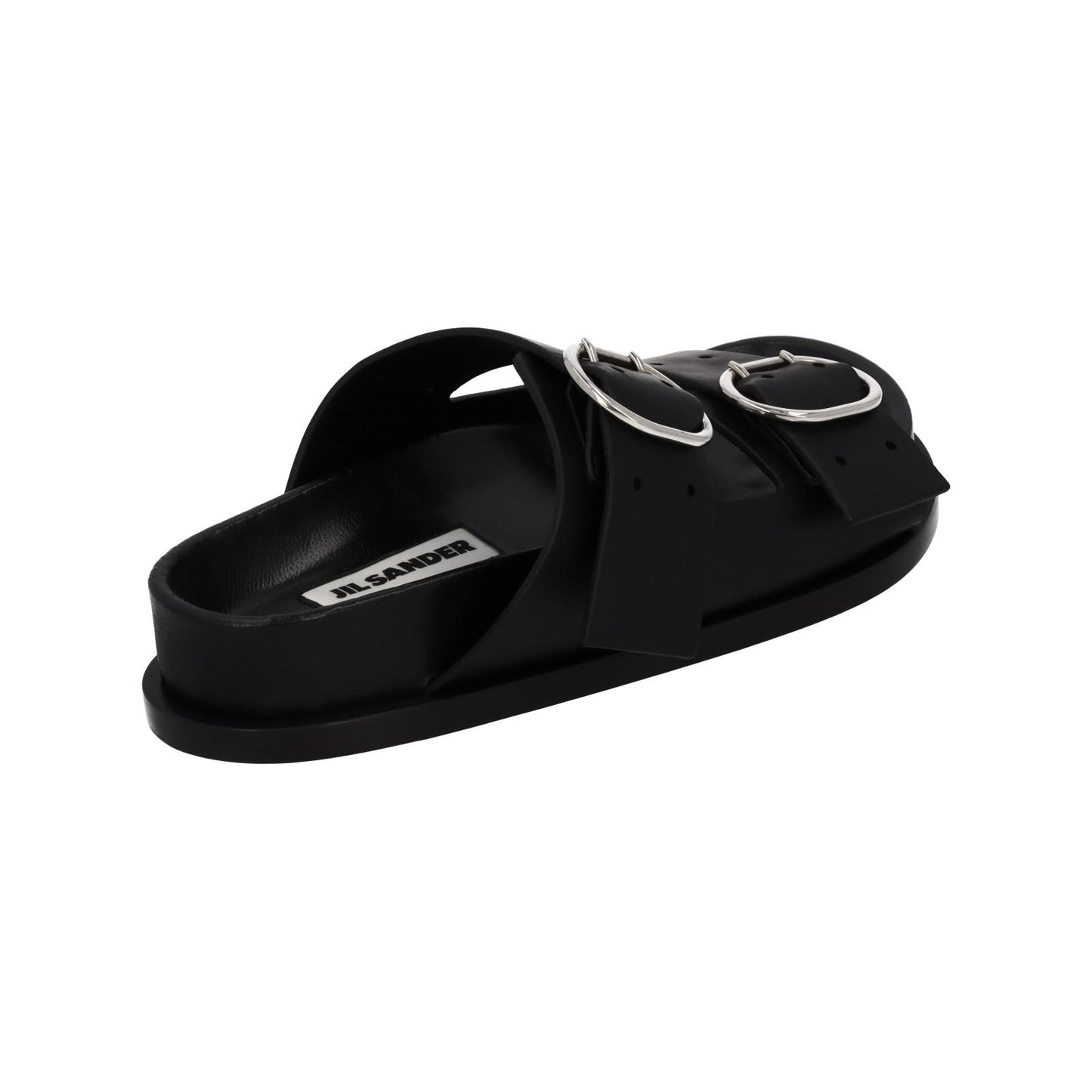 JIL SANDER Sandals Buckle Fussbet Slides Mule Black Leather EU37 UK4 NEW RRP710