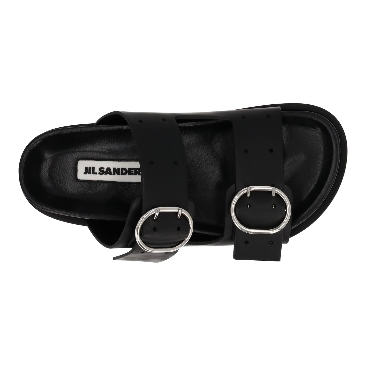 JIL SANDER Sandals Buckle Fussbet Slides Mule Black Leather EU37 UK4 NEW RRP710