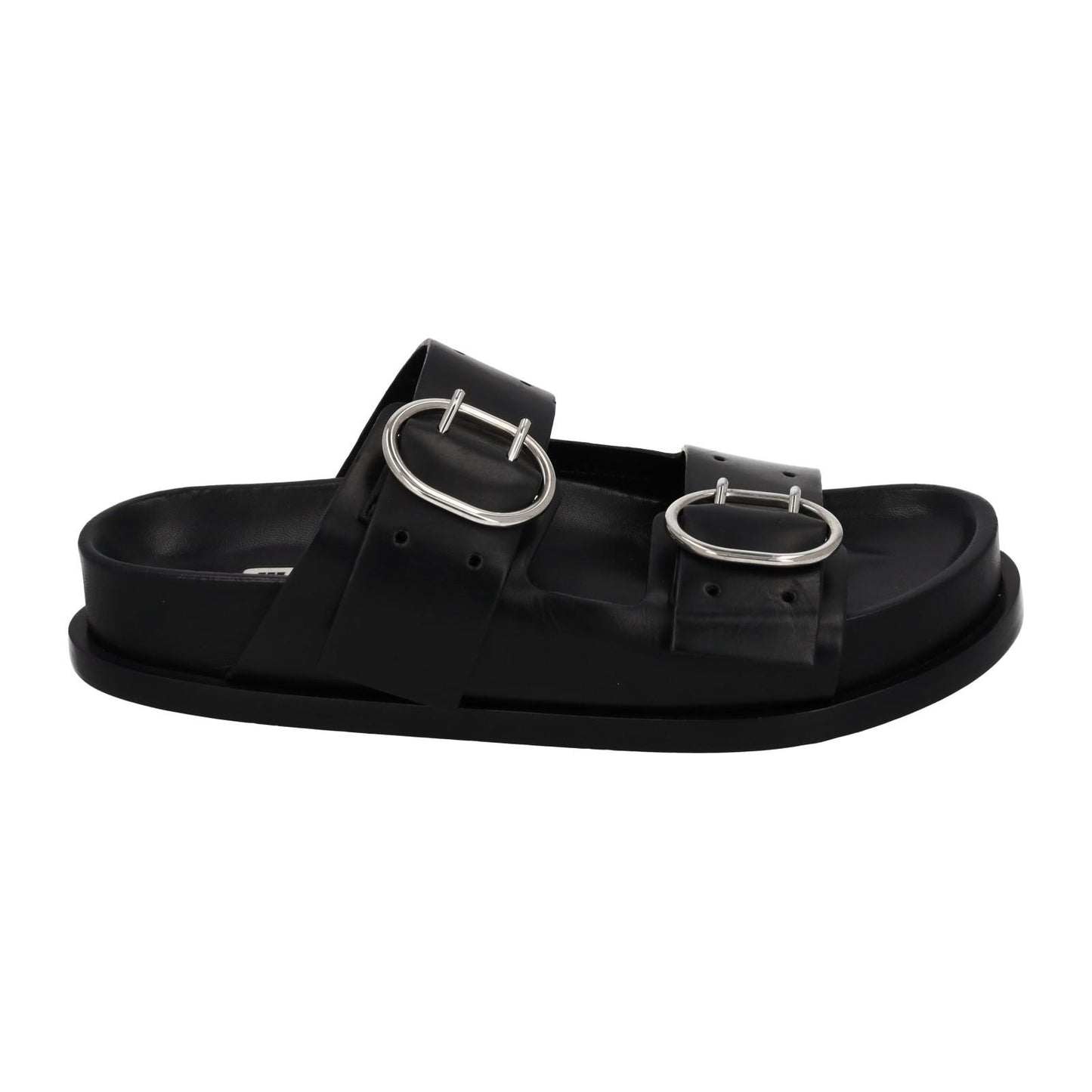 JIL SANDER Sandals Buckle Fussbet Slides Black Leather EU37 UK4 NEW RRP710