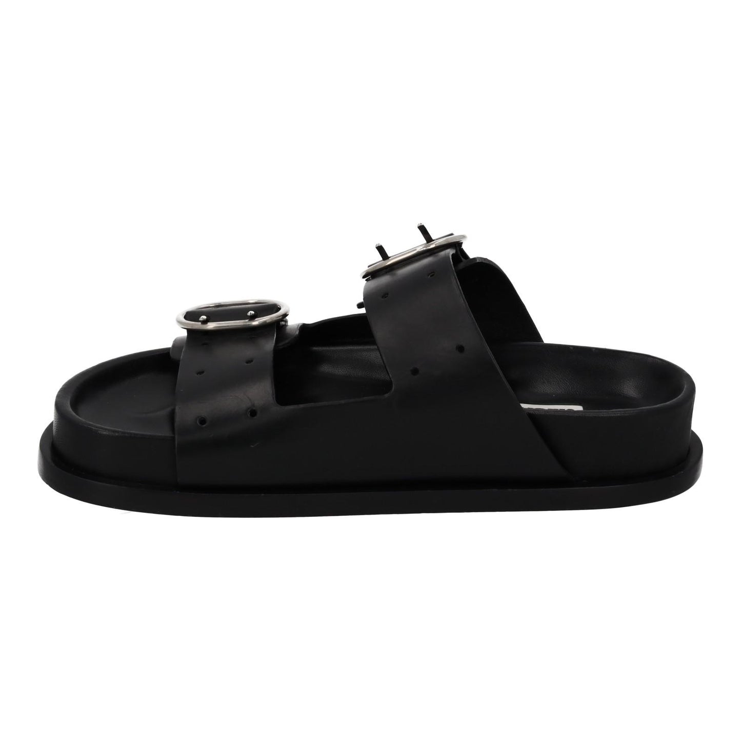 JIL SANDER Sandals Buckle Fussbet Slides Black Leather EU37 UK4 NEW RRP710