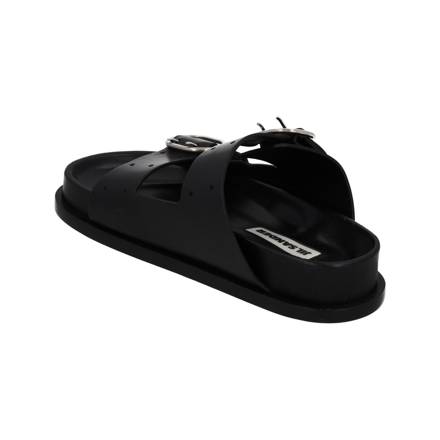 JIL SANDER Sandals Buckle Fussbet Slides Black Leather EU37 UK4 NEW RRP710
