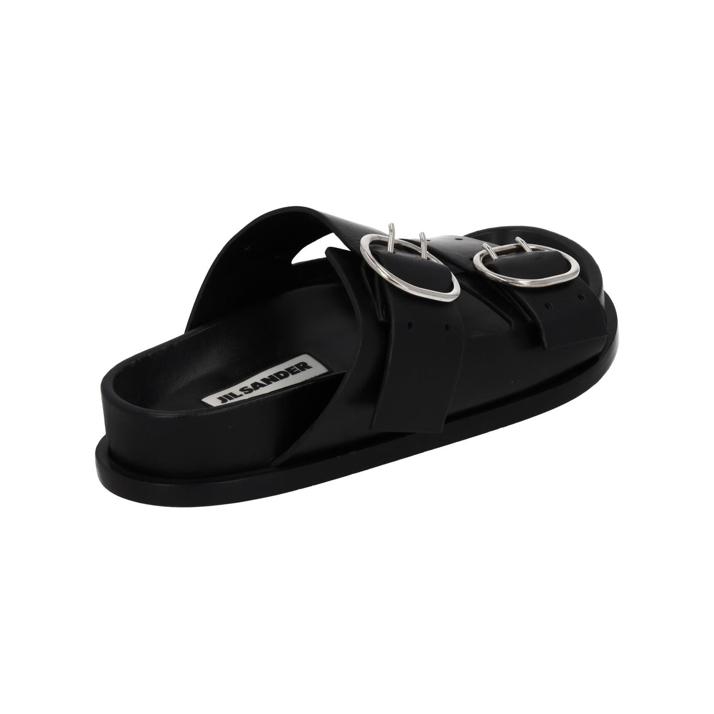 JIL SANDER Sandals Buckle Fussbet Slides Black Leather EU37 UK4 NEW RRP710