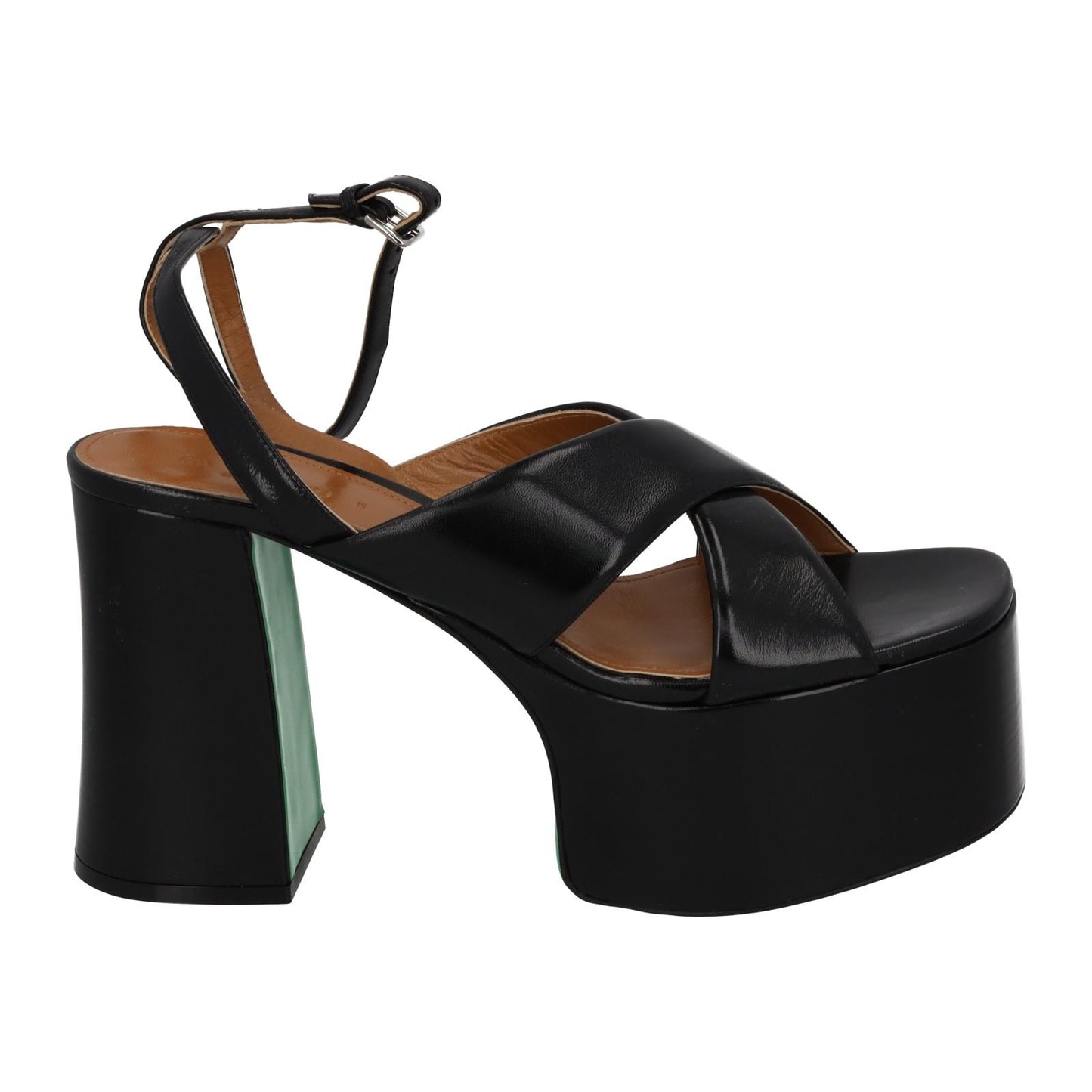 MARNI Plateau Sandals Black Leather Platform Heel Shoes EU41 UK8 NEW RRP380