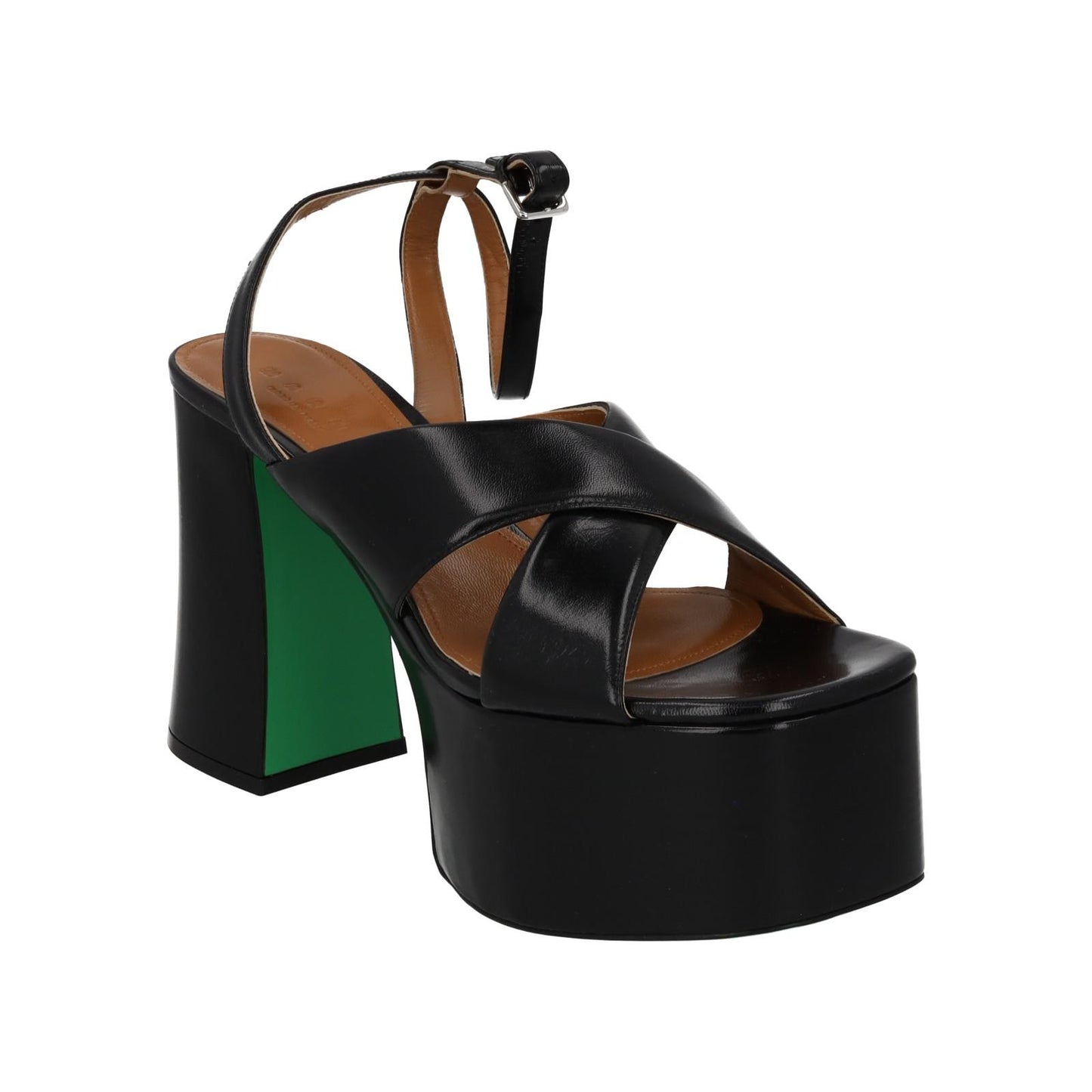 MARNI Plateau Sandals Black Leather Platform Heel Shoes EU41 UK8 NEW RRP380