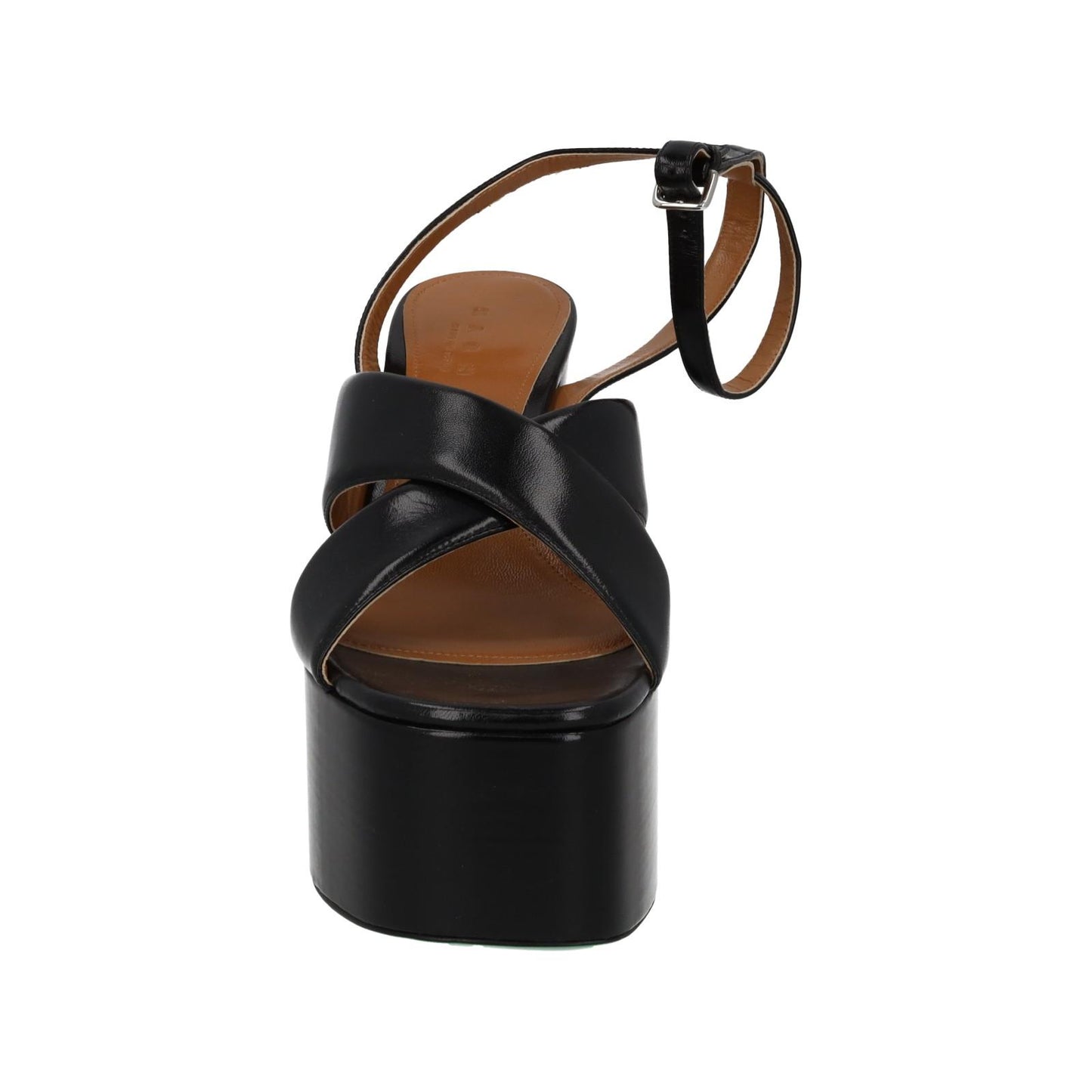 MARNI Plateau Sandals Black Leather Platform Heel Shoes EU41 UK8 NEW RRP380