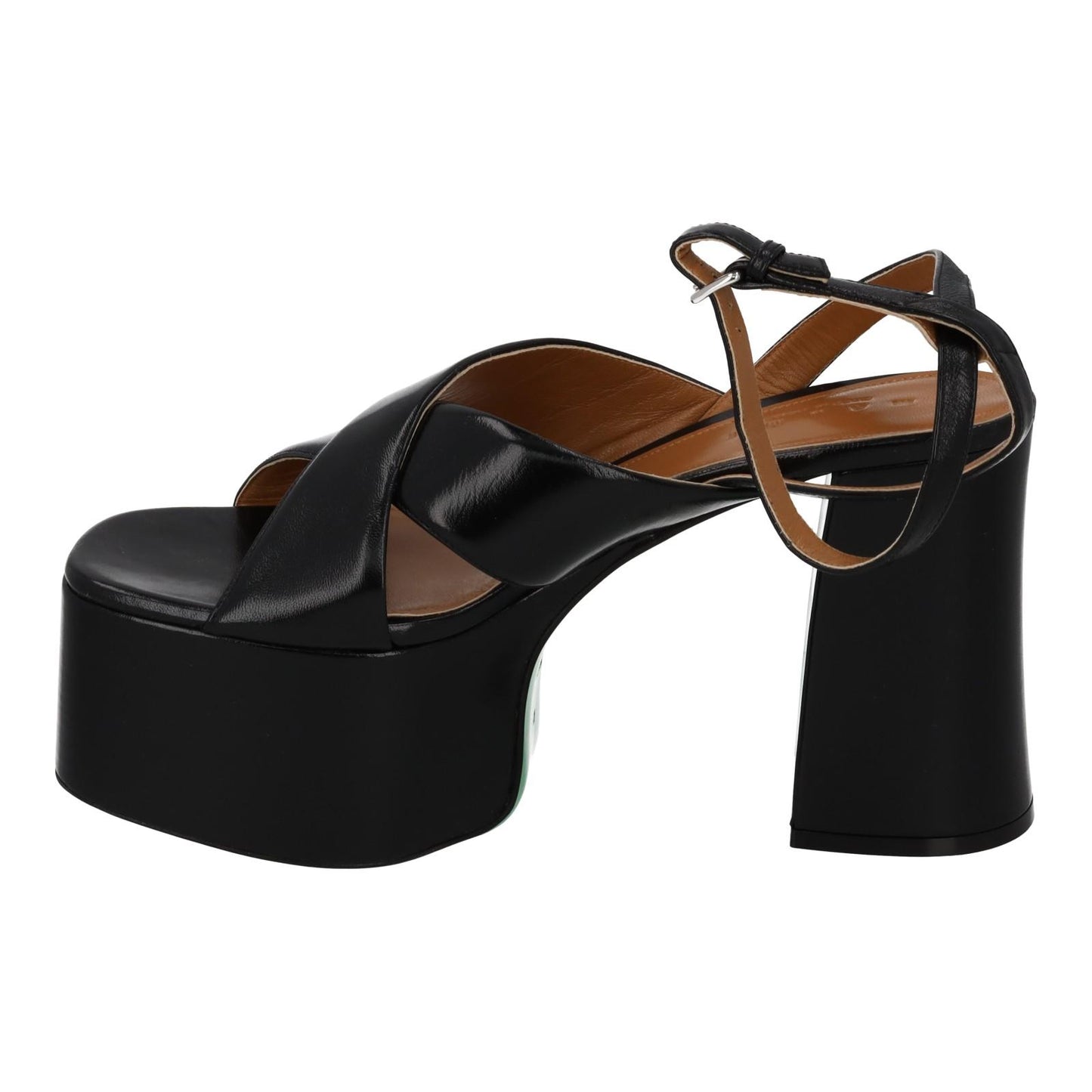 MARNI Plateau Sandals Black Leather Platform Heel Shoes EU41 UK8 NEW RRP380