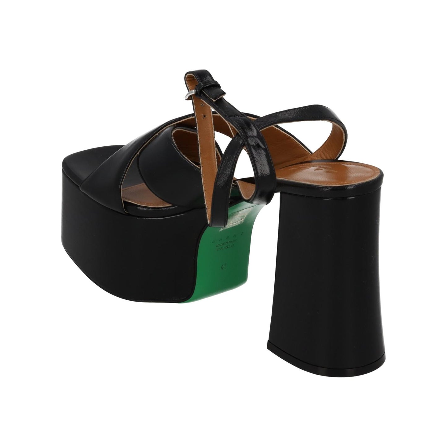 MARNI Plateau Sandals Black Leather Platform Heel Shoes EU41 UK8 NEW RRP380