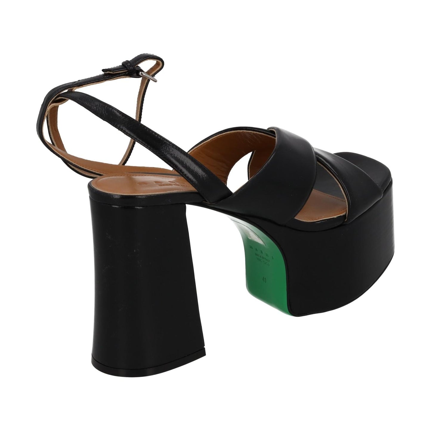 MARNI Plateau Sandals Black Leather Platform Heel Shoes EU41 UK8 NEW RRP380