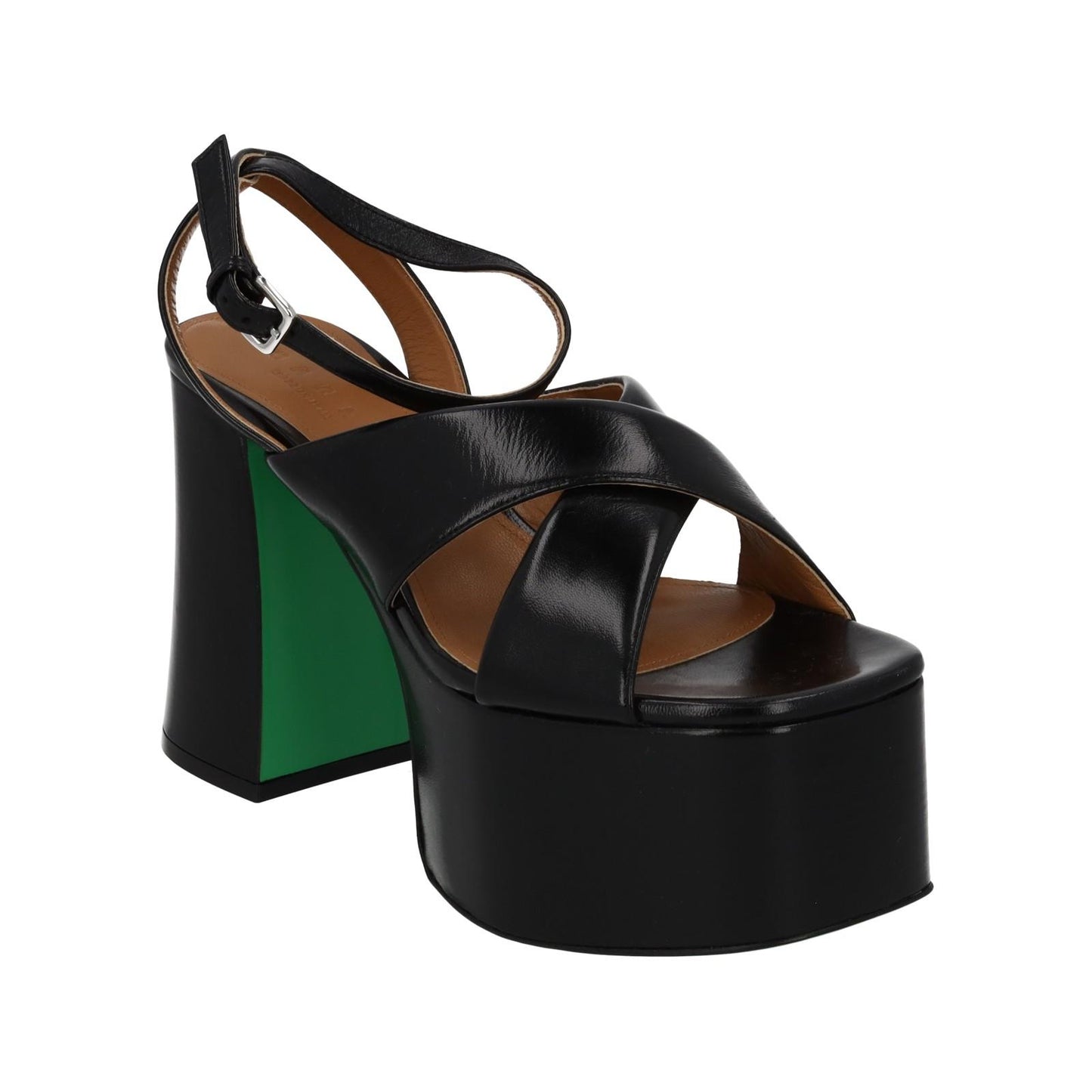 MARNI Plateau Sandals Black Leather Platform Heel Shoes EU39 UK6 NEW RRP380