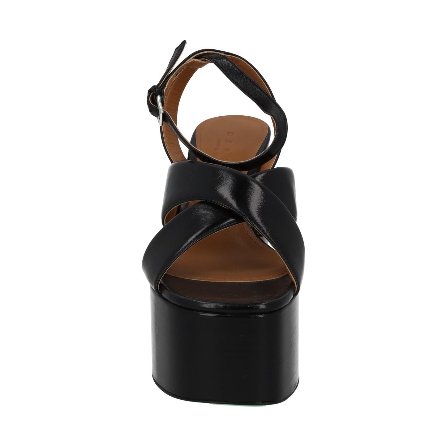 MARNI Plateau Sandals Black Leather Platform Heel Shoes EU39 UK6 NEW RRP380