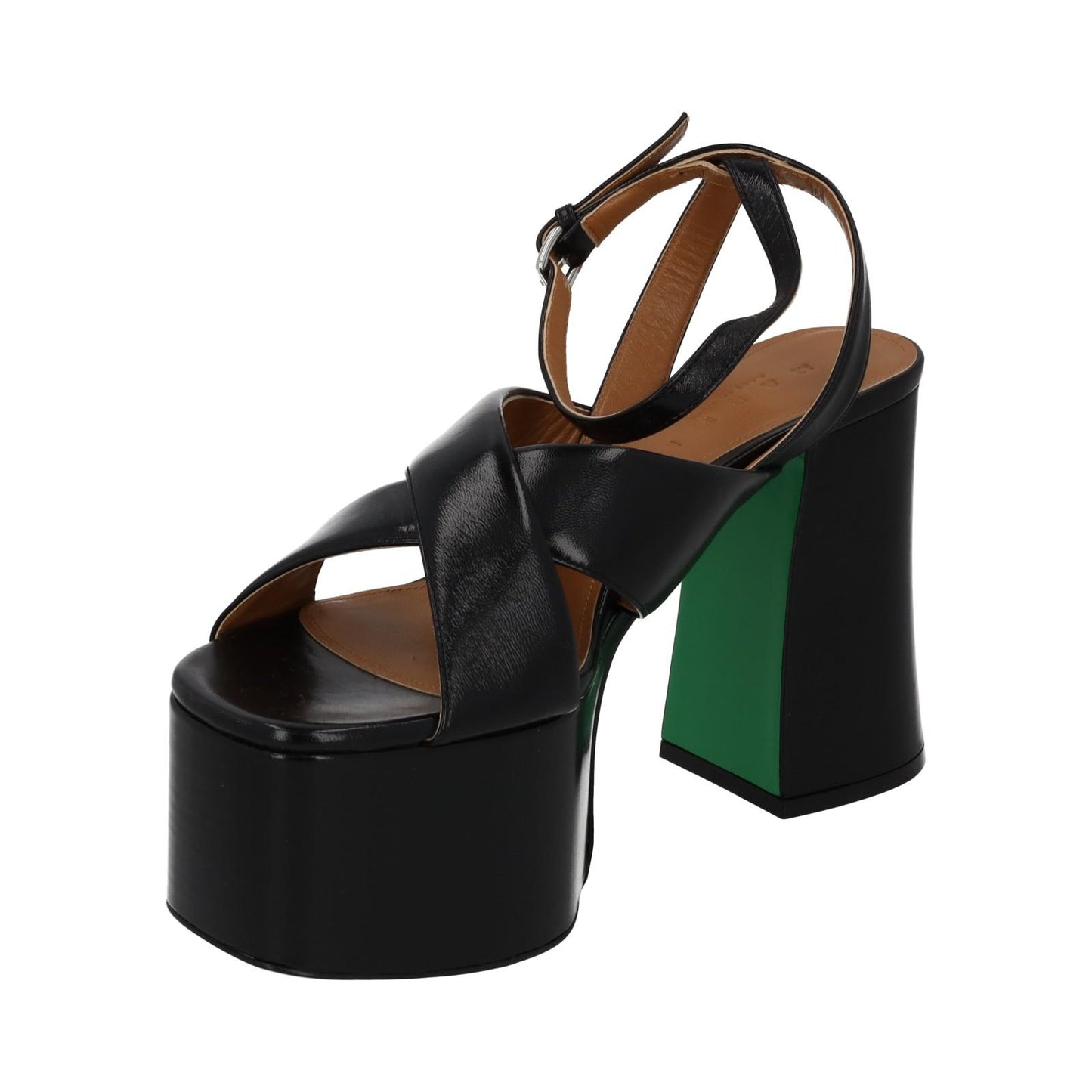 MARNI Plateau Sandals Black Leather Platform Heel Shoes EU39 UK6 NEW RRP380