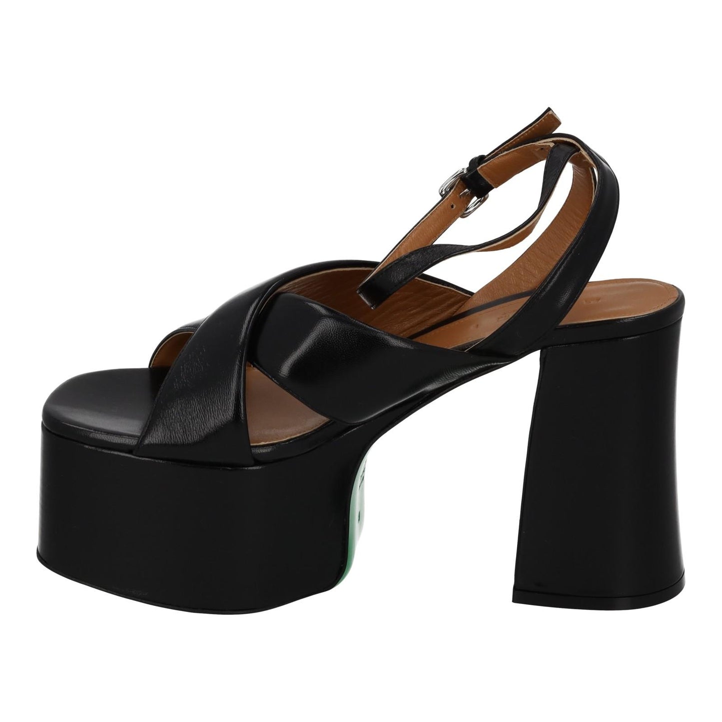 MARNI Plateau Sandals Black Leather Platform Heel Shoes EU39 UK6 NEW RRP380