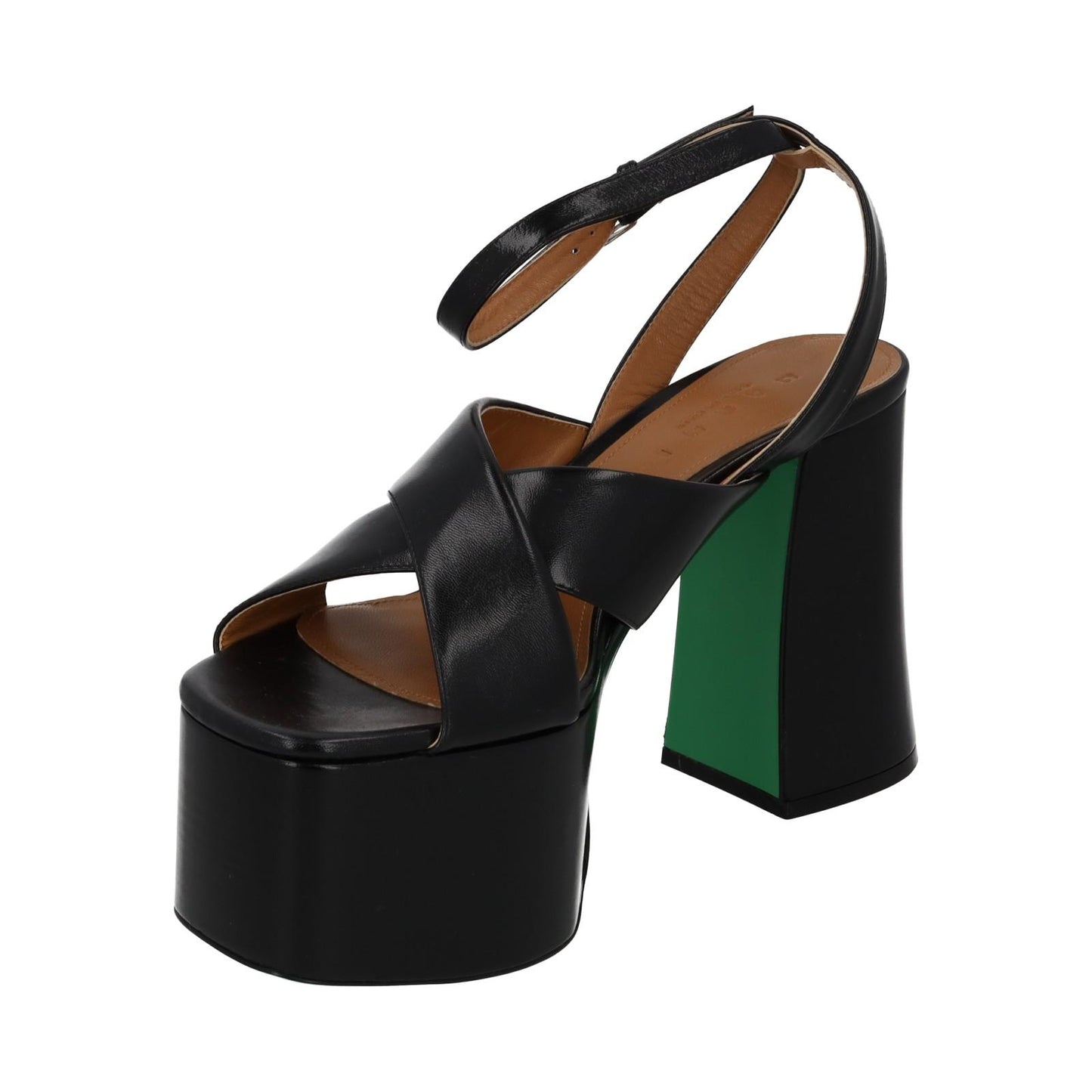 MARNI Plateau Sandals Black Leather Platform Heel Shoes EU40 UK7 NEW RRP380