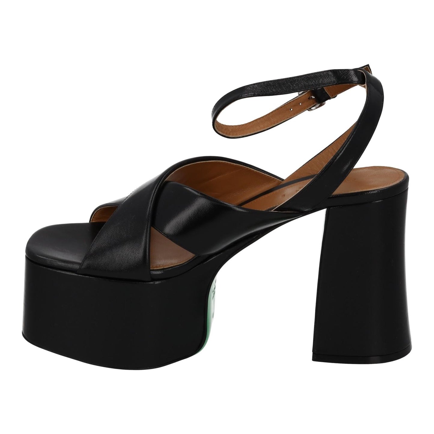 MARNI Plateau Sandals Black Leather Platform Heel Shoes EU40 UK7 NEW RRP380