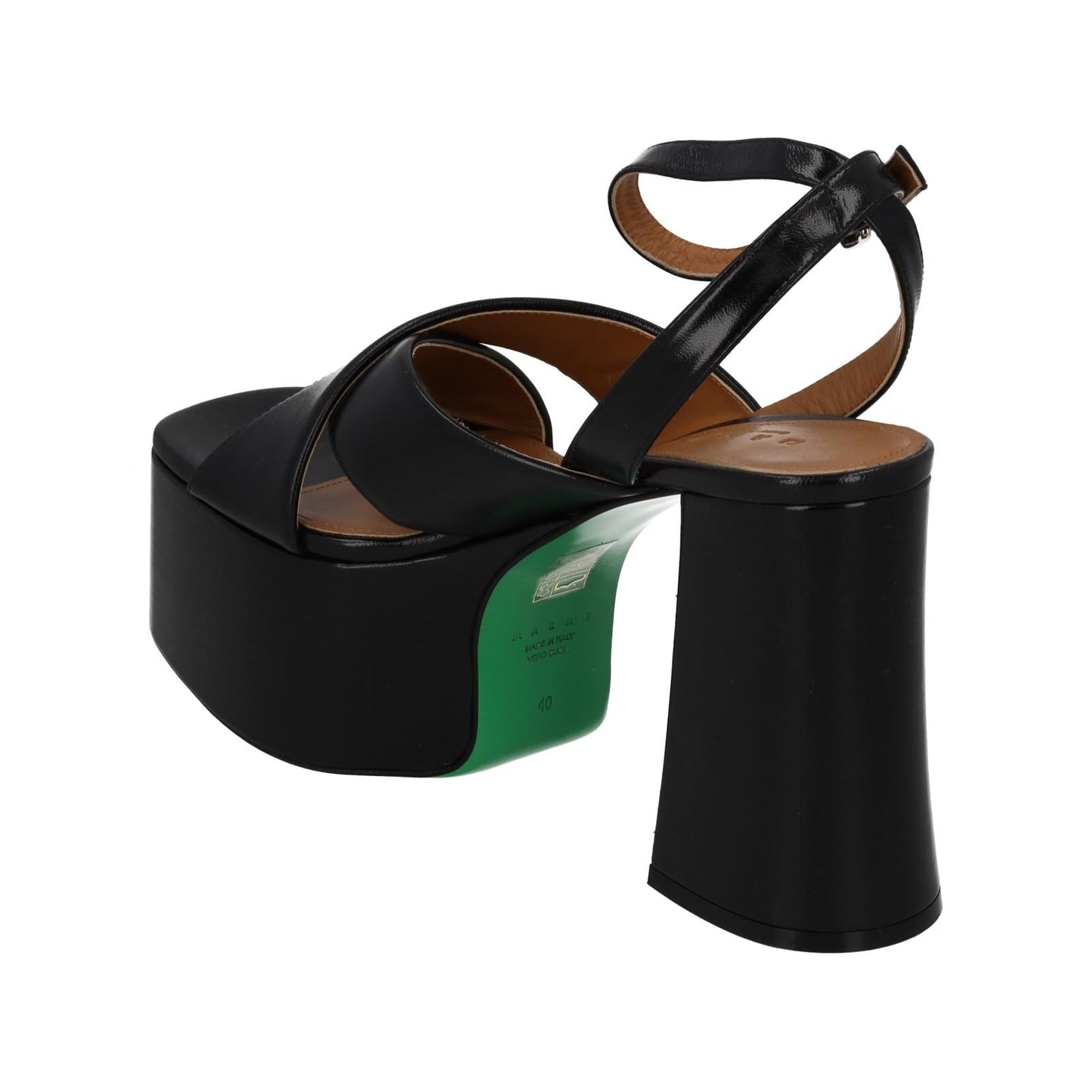 MARNI Plateau Sandals Black Leather Platform Heel Shoes EU40 UK7 NEW RRP380
