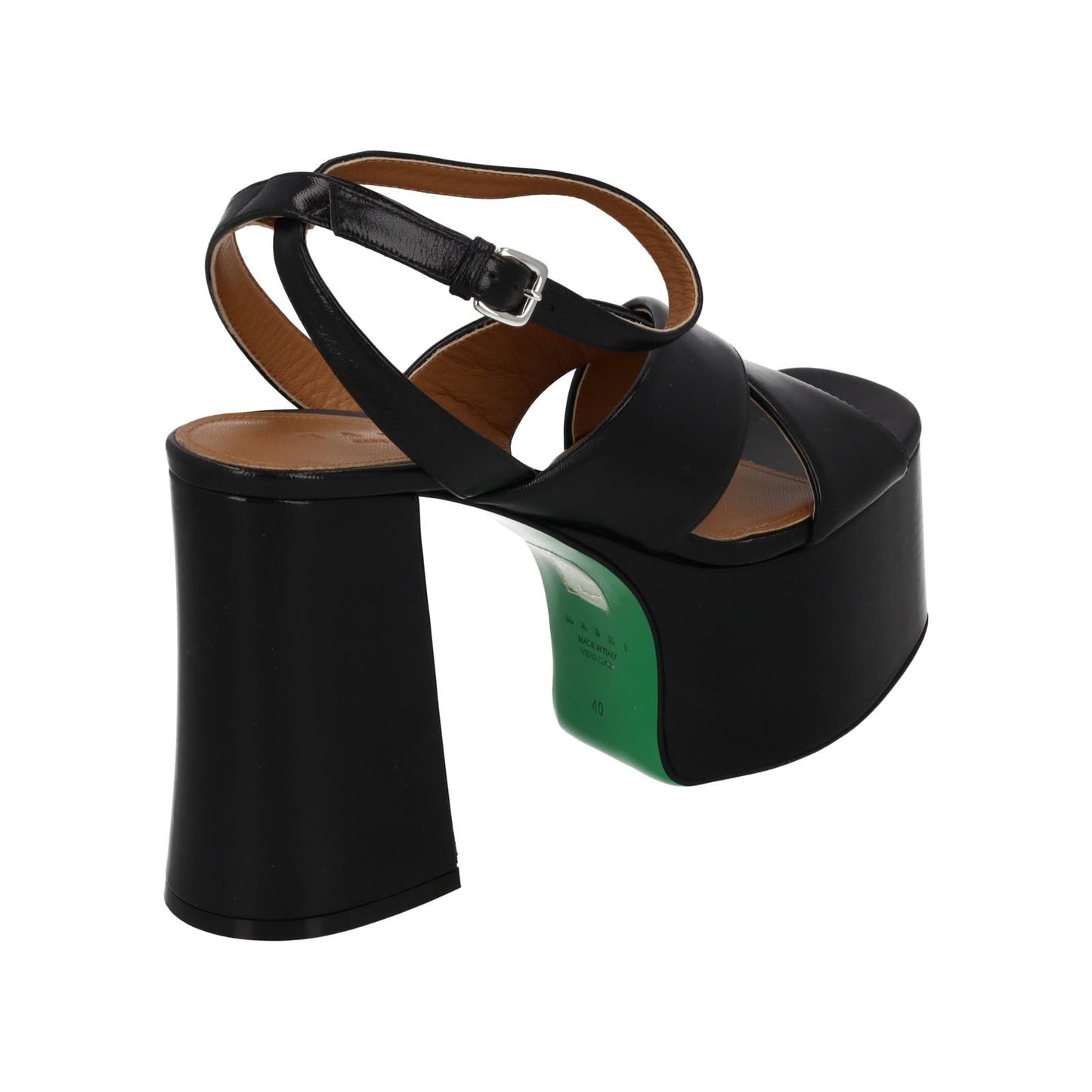 MARNI Plateau Sandals Black Leather Platform Heel Shoes EU40 UK7 NEW RRP380