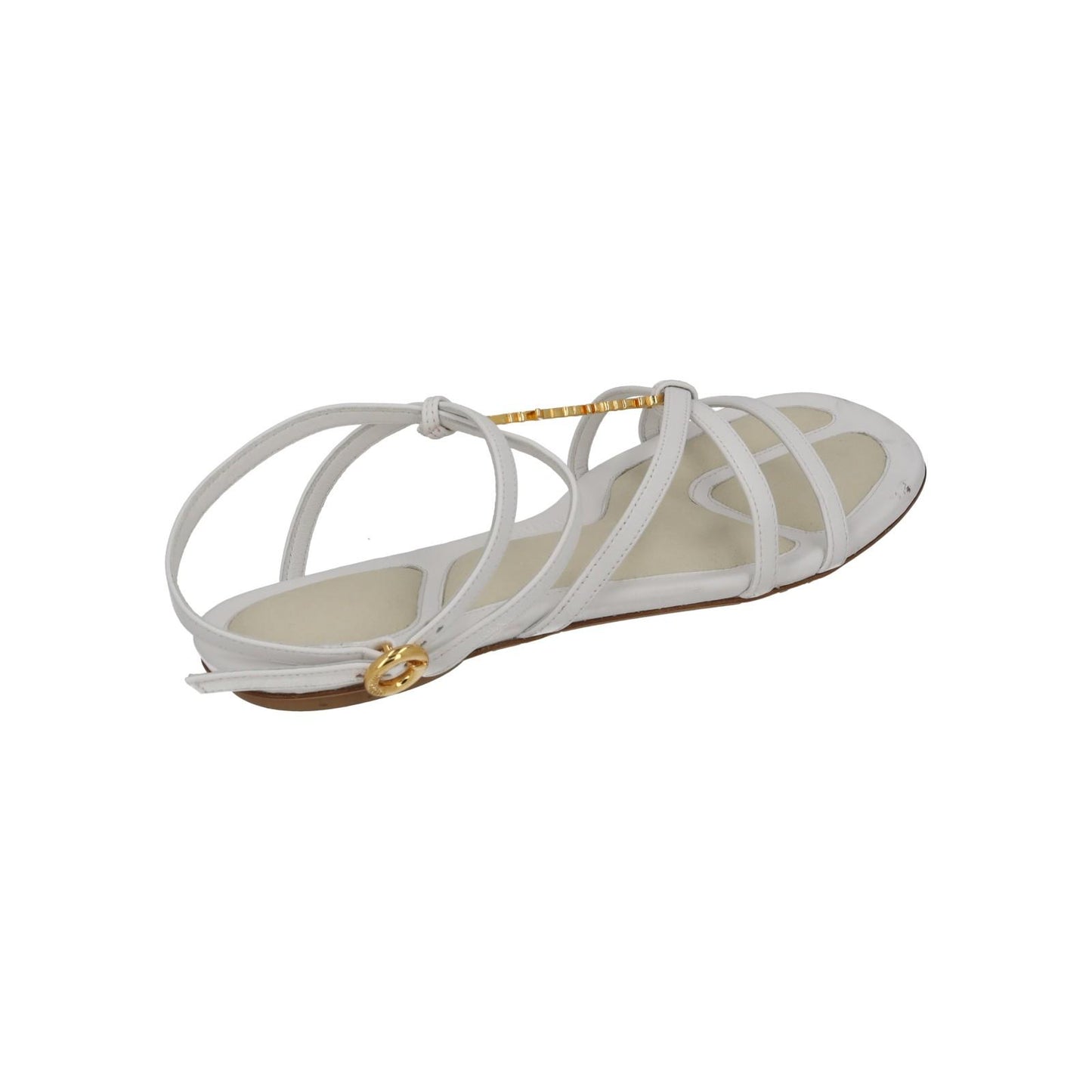 JACQUEMUS Flat Sandals Pralu Plates Logo Charm White Leather EU37 UK4 NEW RRP470