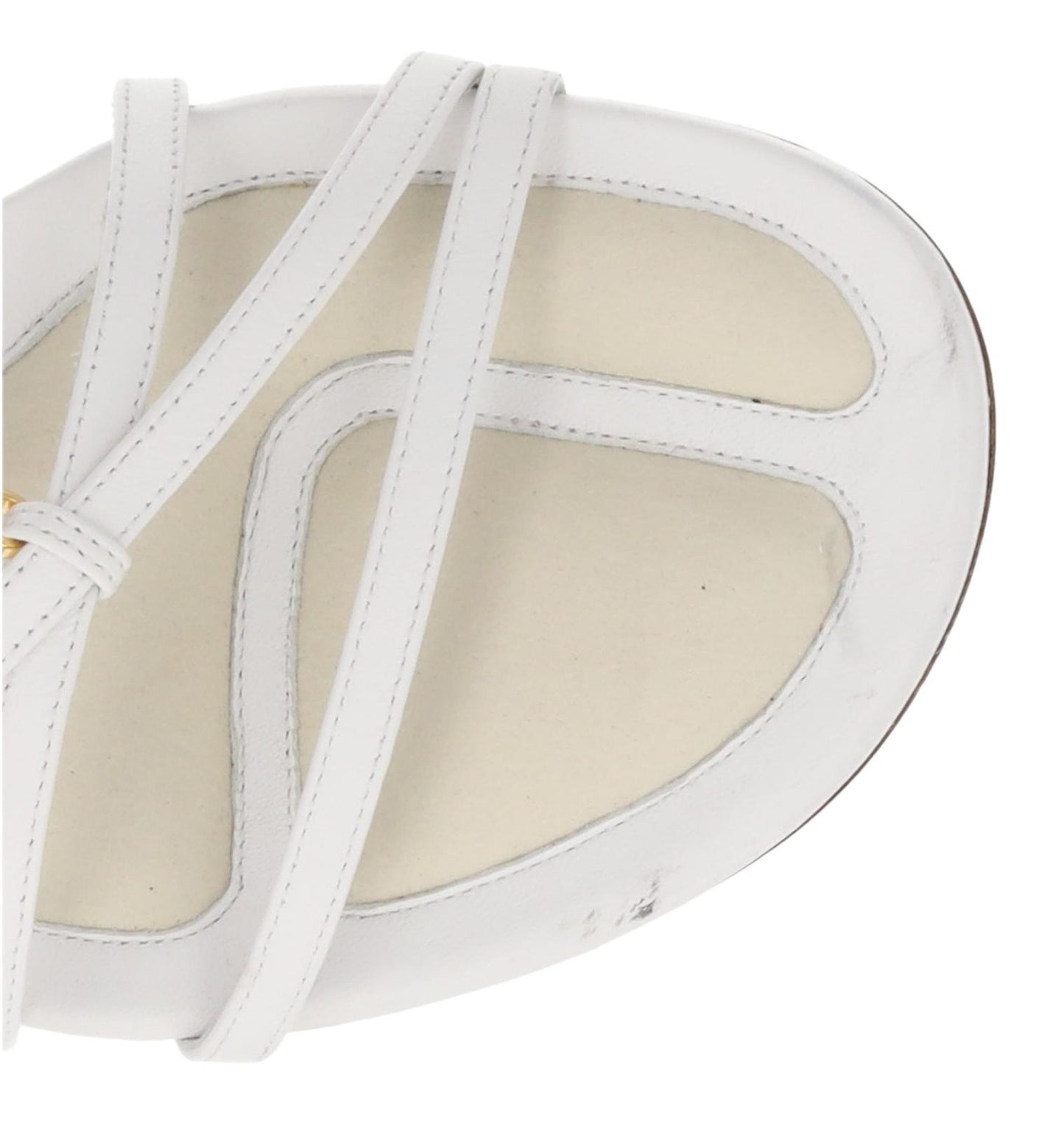 JACQUEMUS Flat Sandals Pralu Plates Logo Charm White Leather EU37 UK4 NEW RRP470