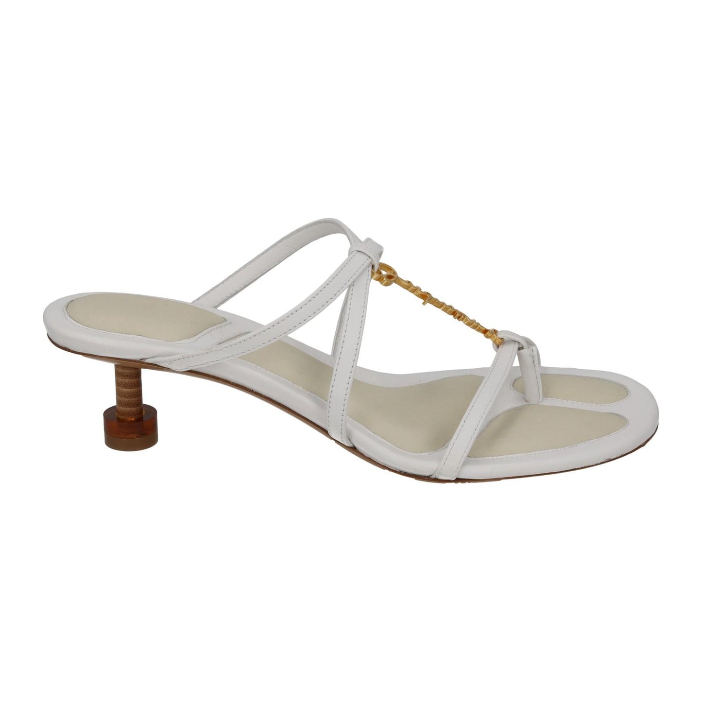 JACQUEMUS Sandals Basses Pralu Kitten Heel White Leather EU36 UK3 NEW RRP505