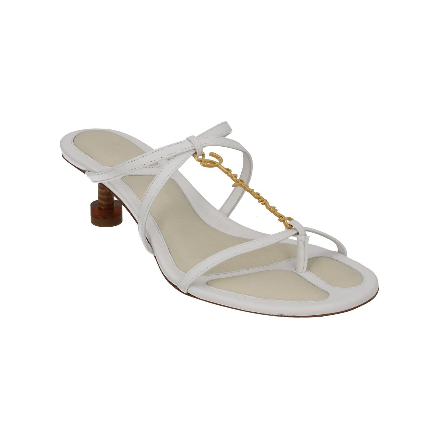 JACQUEMUS Sandals Basses Pralu Kitten Heel White Leather EU36 UK3 NEW RRP505