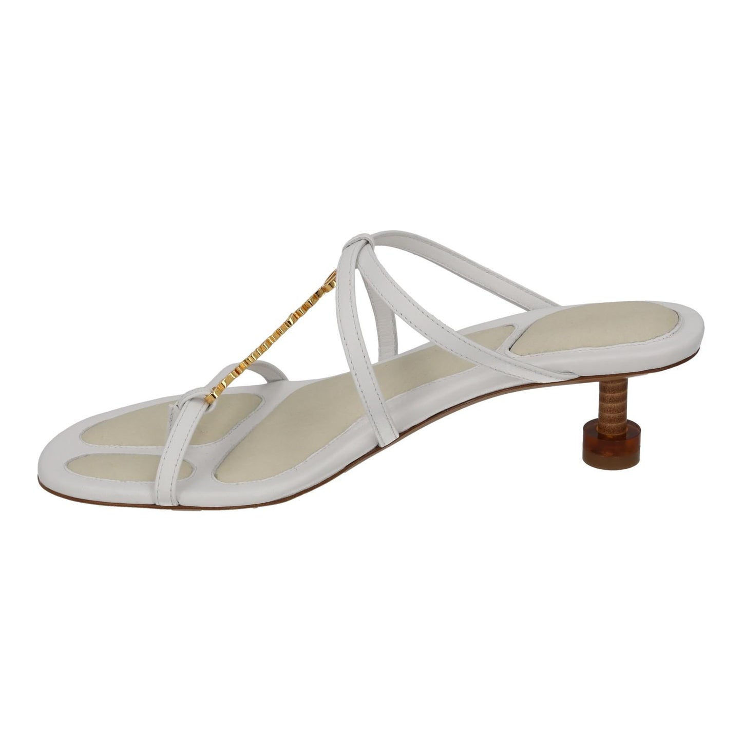JACQUEMUS Sandals Basses Pralu Kitten Heel White Leather EU36 UK3 NEW RRP505