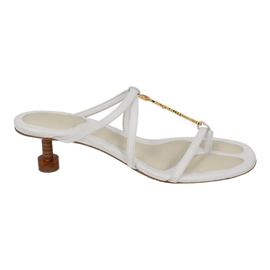 JACQUEMUS Strappy Sandals Basses Pralu Kitten Heel White Leather UK3 NEW RRP505