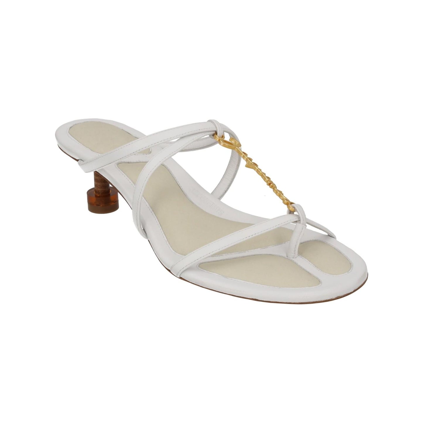 JACQUEMUS Strappy Sandals Basses Pralu Kitten Heel White Leather UK3 NEW RRP505