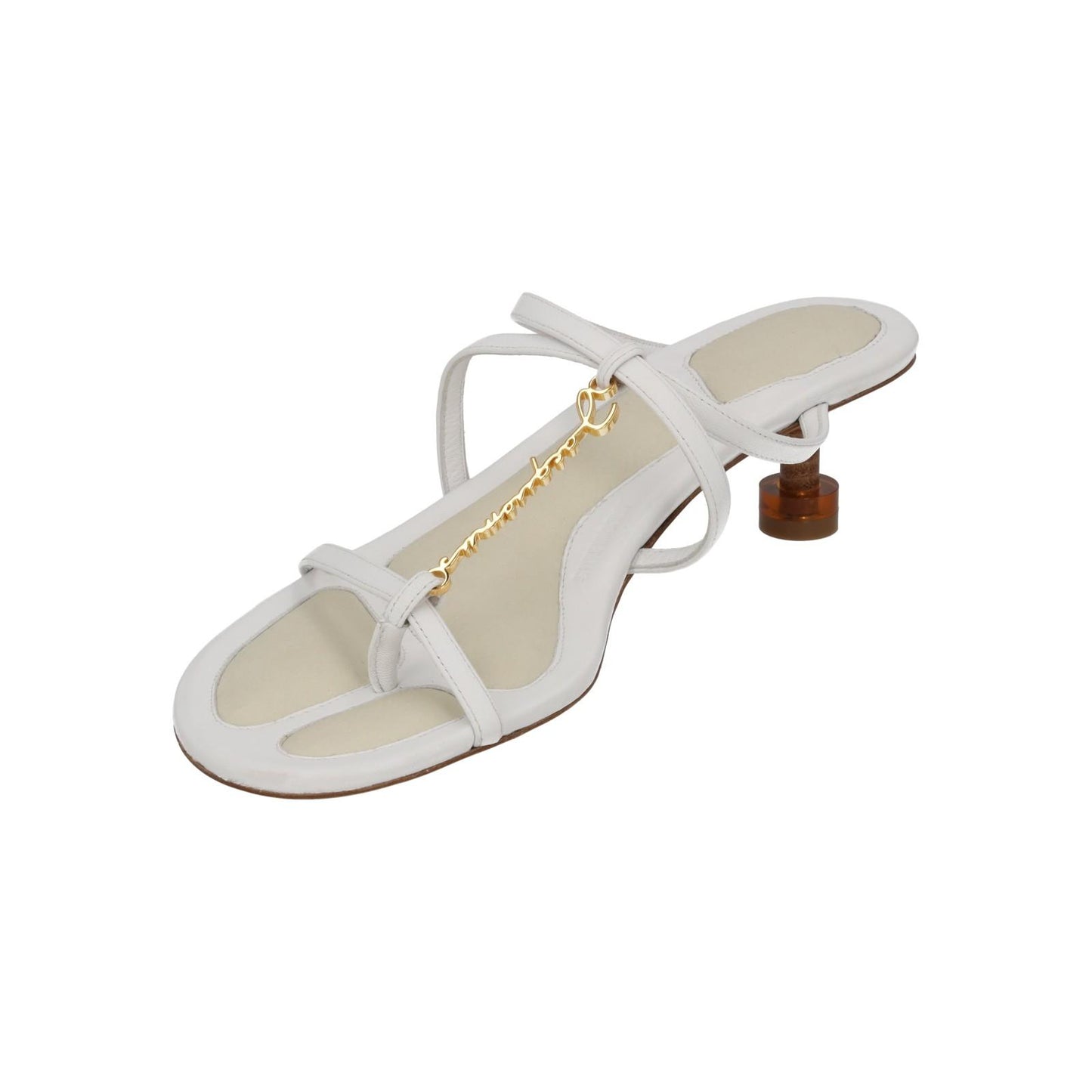 JACQUEMUS Strappy Sandals Basses Pralu Kitten Heel White Leather UK3 NEW RRP505