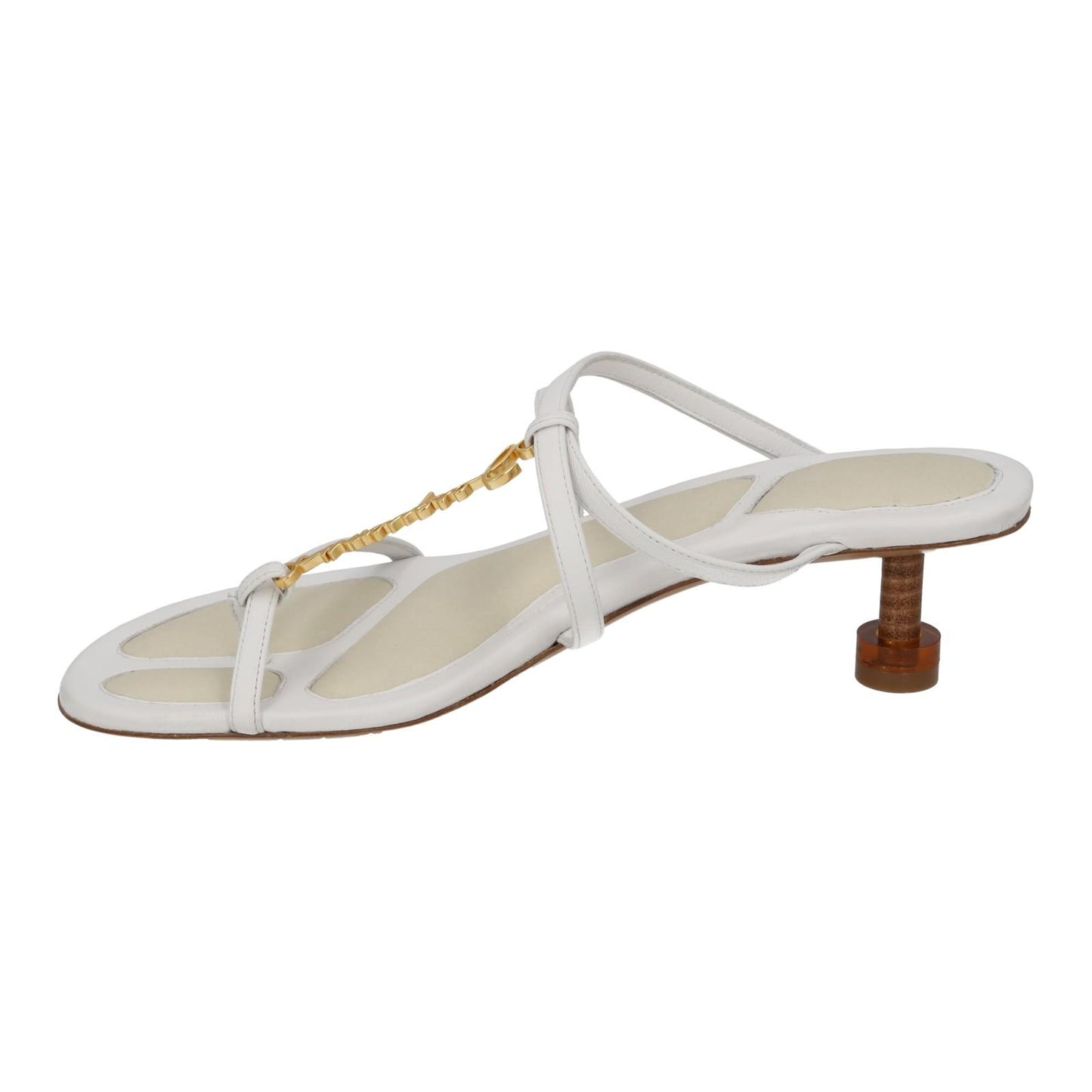 JACQUEMUS Strappy Sandals Basses Pralu Kitten Heel White Leather UK3 NEW RRP505