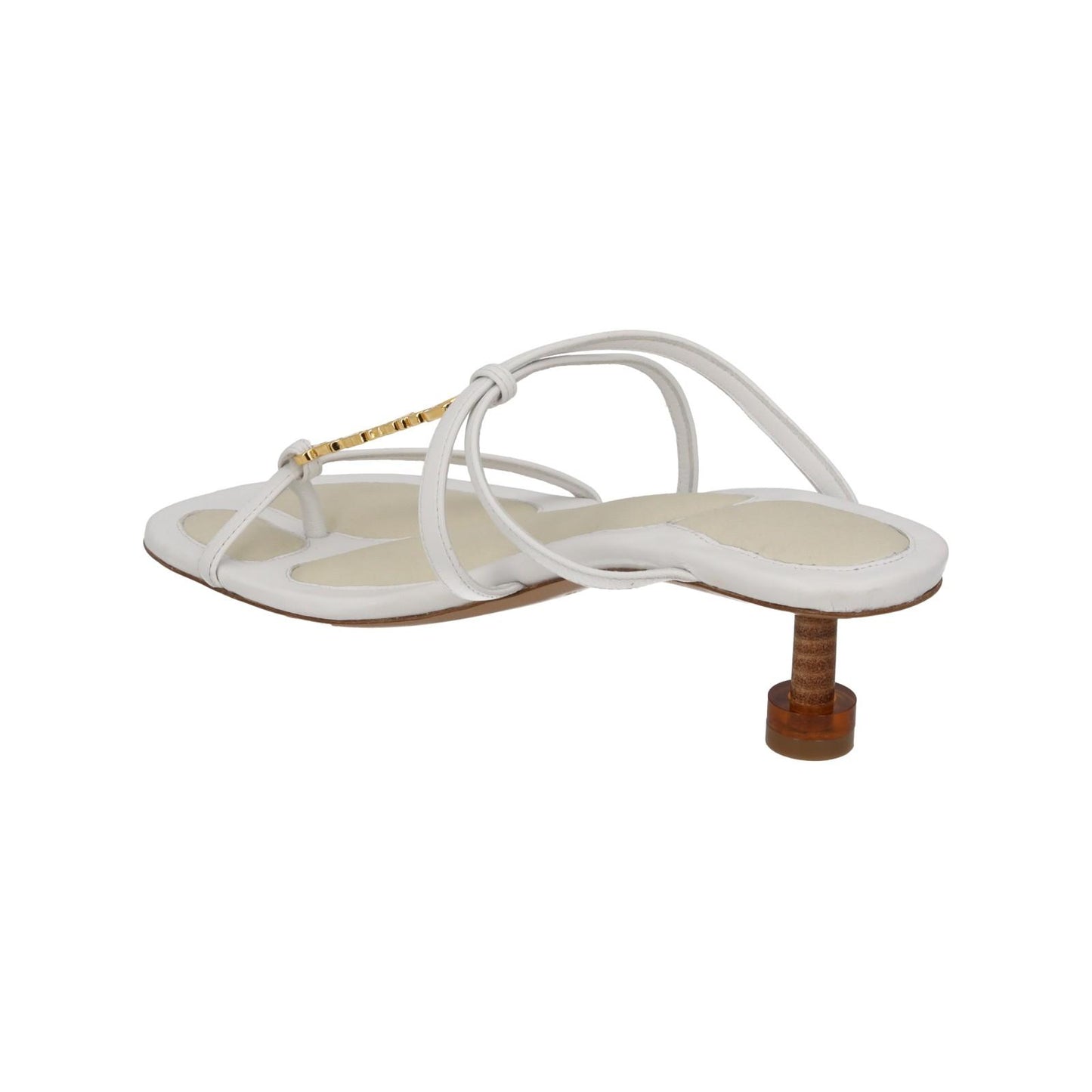 JACQUEMUS Strappy Sandals Basses Pralu Kitten Heel White Leather UK3 NEW RRP505