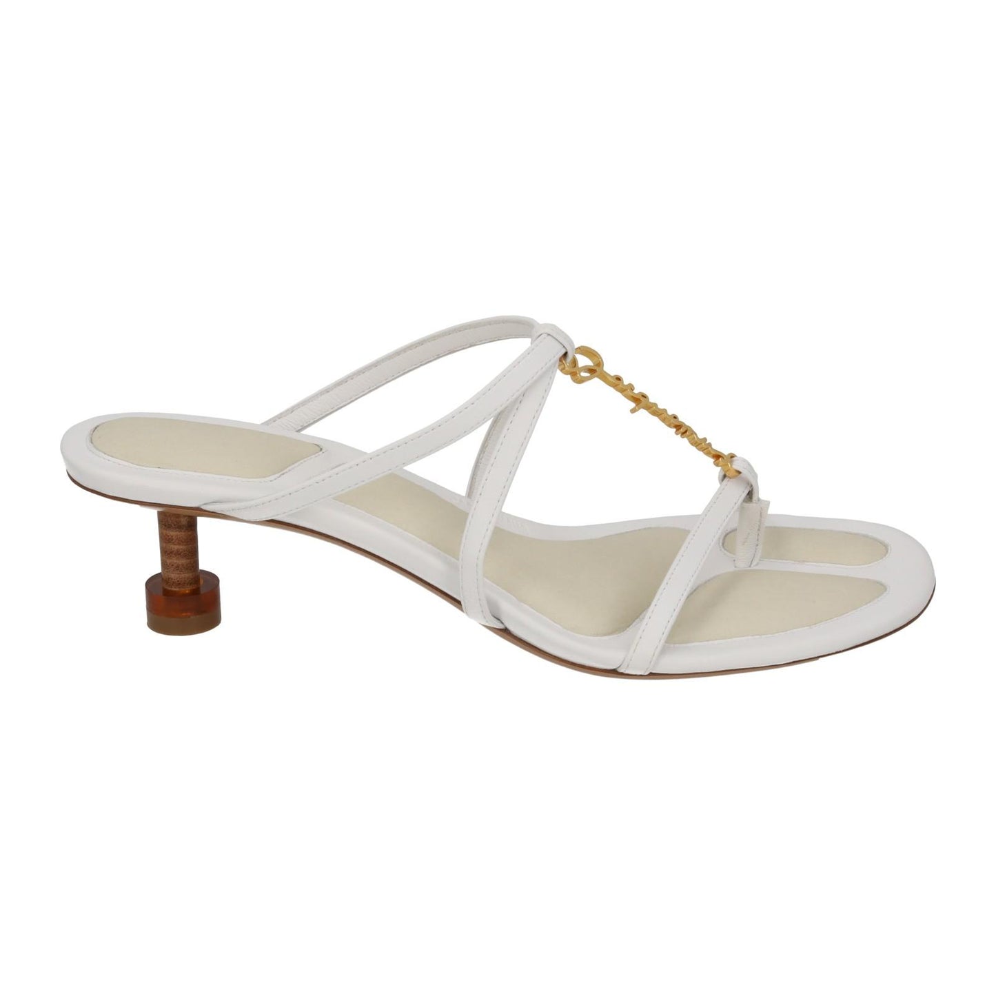 JACQUEMUS Sandals Basses Pralu Kitten Heel White Leather EU37 UK4 NEW RRP505