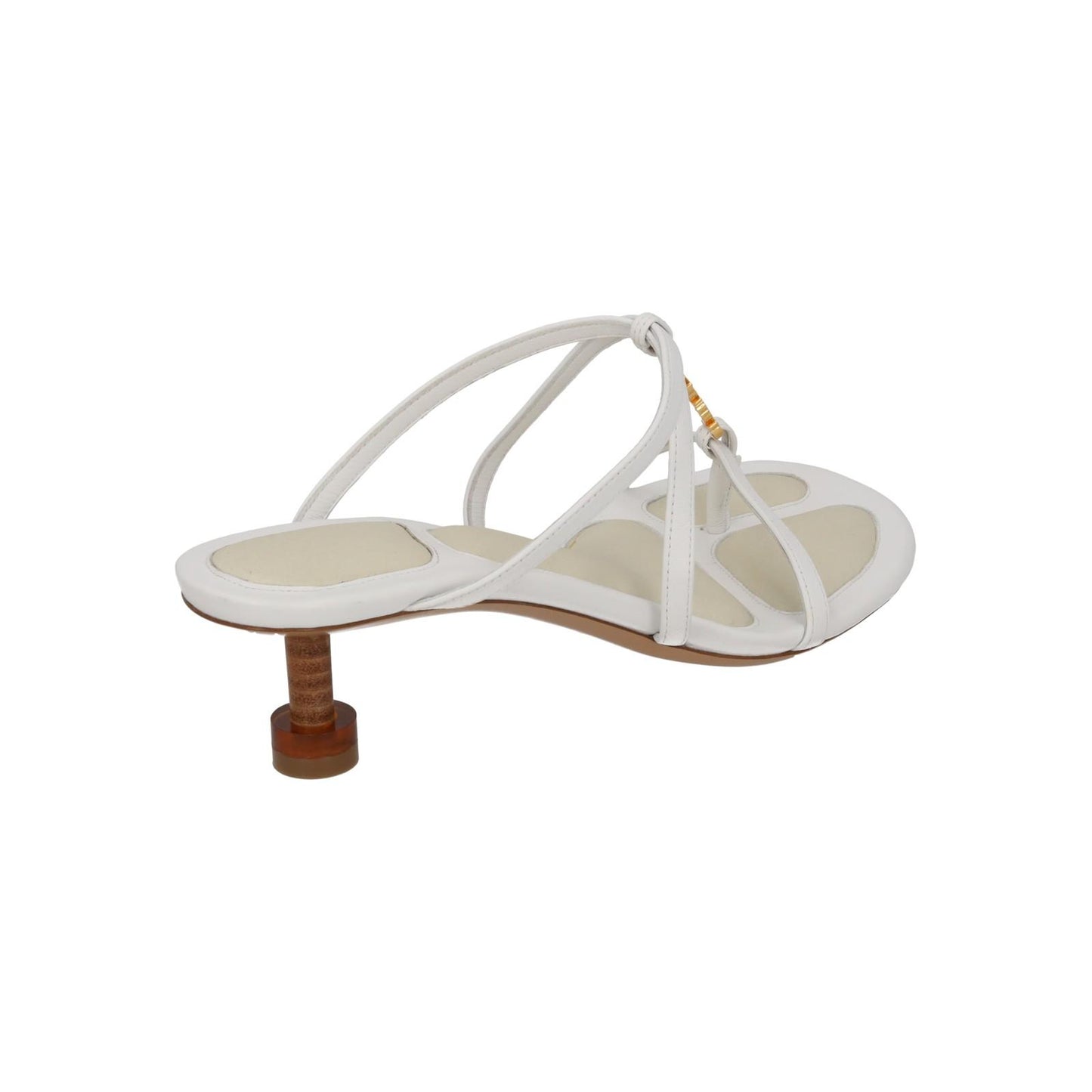 JACQUEMUS Sandals Basses Pralu Kitten Heel White Leather EU37 UK4 NEW RRP505