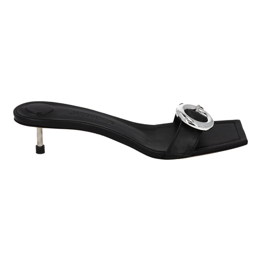 JACQUEMUS Mule Sandal Regalo Basse Kitten Heel Black Leather EU41 UK8 NEW RRP575