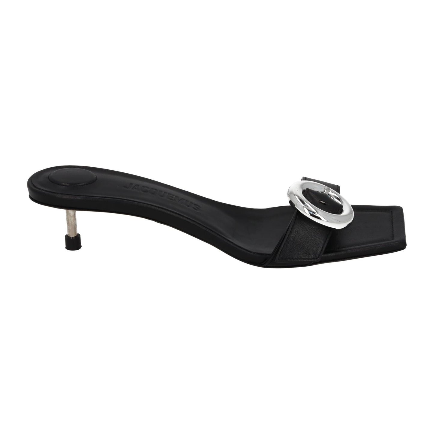 JACQUEMUS Mule Sandal Regalo Basse Kitten Heel Black Leather EU38 UK5 NEW RRP575