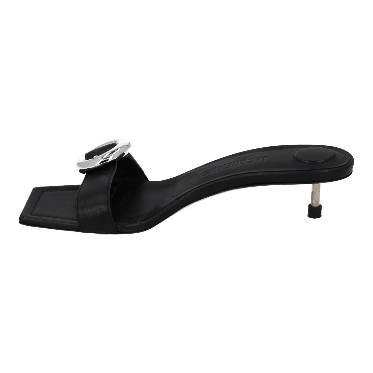 JACQUEMUS Mule Sandal Regalo Basse Kitten Heel Black Leather EU38 UK5 NEW RRP575
