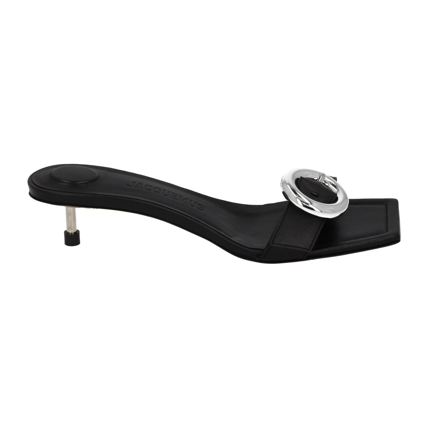 JACQUEMUS Mule Sandal Regalo Basse Kitten Heel Black Leather EU37 UK4 NEW RRP575