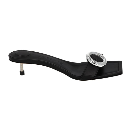 JACQUEMUS Mule Sandal Regalo Basse Kitten Heel Black Leather EU37 UK4 NEW RRP575
