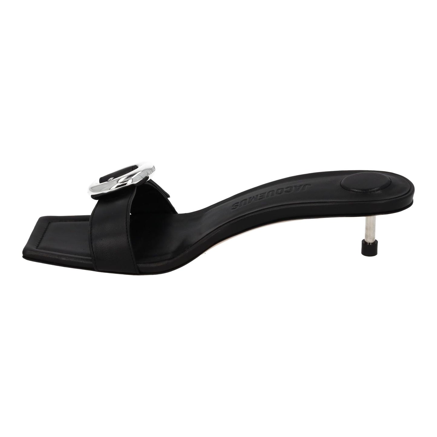 JACQUEMUS Mule Sandal Regalo Basse Kitten Heel Black Leather EU37 UK4 NEW RRP575
