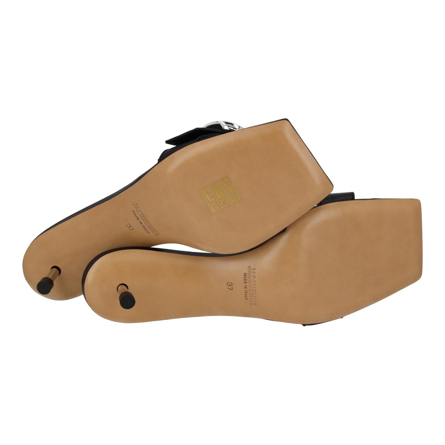 JACQUEMUS Mule Sandal Regalo Basse Kitten Heel Black Leather EU37 UK4 NEW RRP575