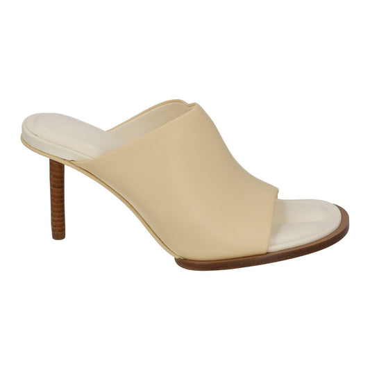 JACQUEMUS Mule Sandals Rond Carre Heels Off White Leather EU38 UK5 NEW RRP545