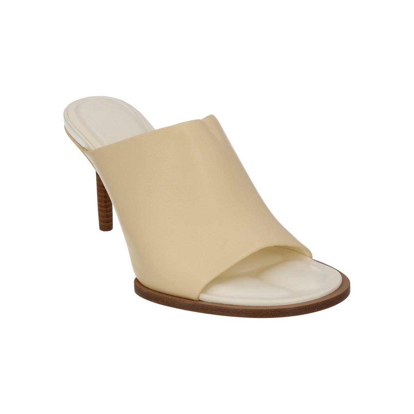 JACQUEMUS Mule Sandals Rond Carre Heels Off White Leather EU38 UK5 NEW RRP545