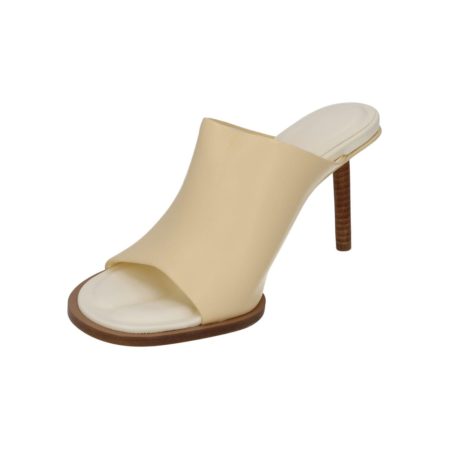 JACQUEMUS Mule Sandals Rond Carre Heels Off White Leather EU38 UK5 NEW RRP545
