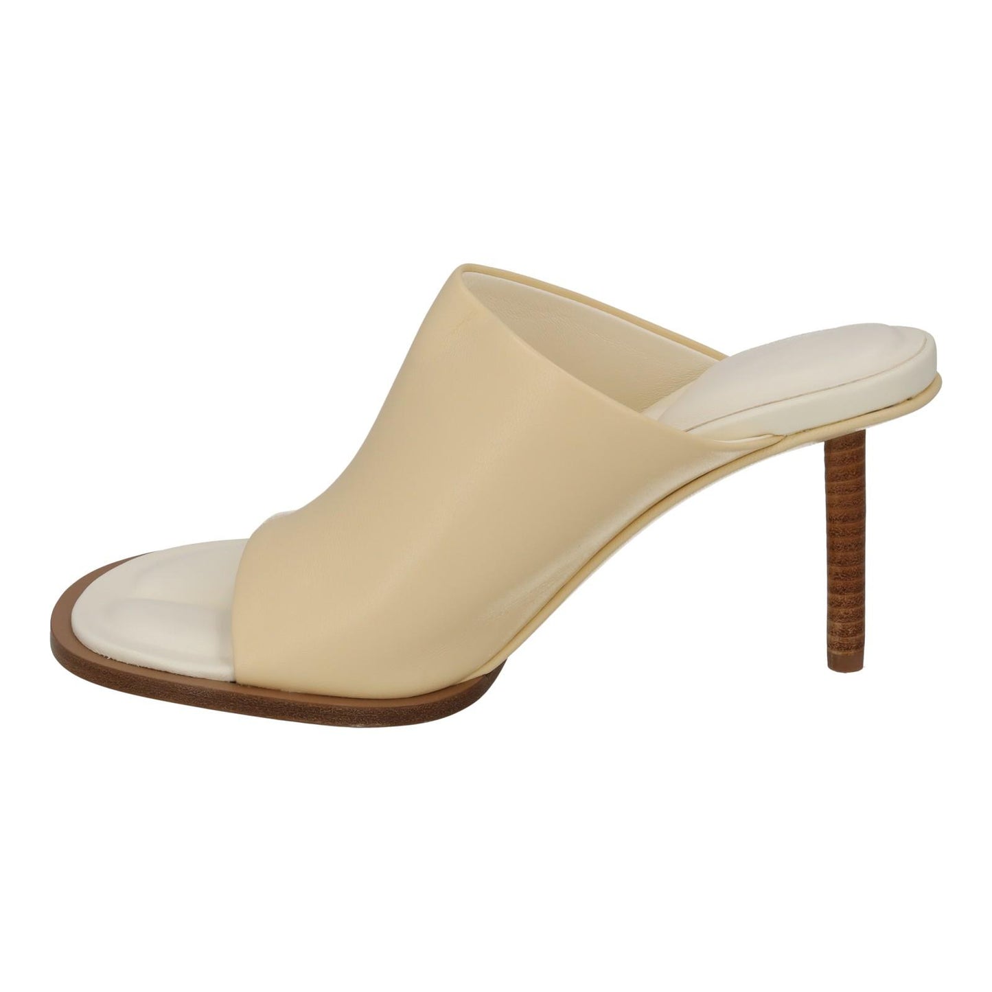 JACQUEMUS Mule Sandals Rond Carre Heels Off White Leather EU38 UK5 NEW RRP545
