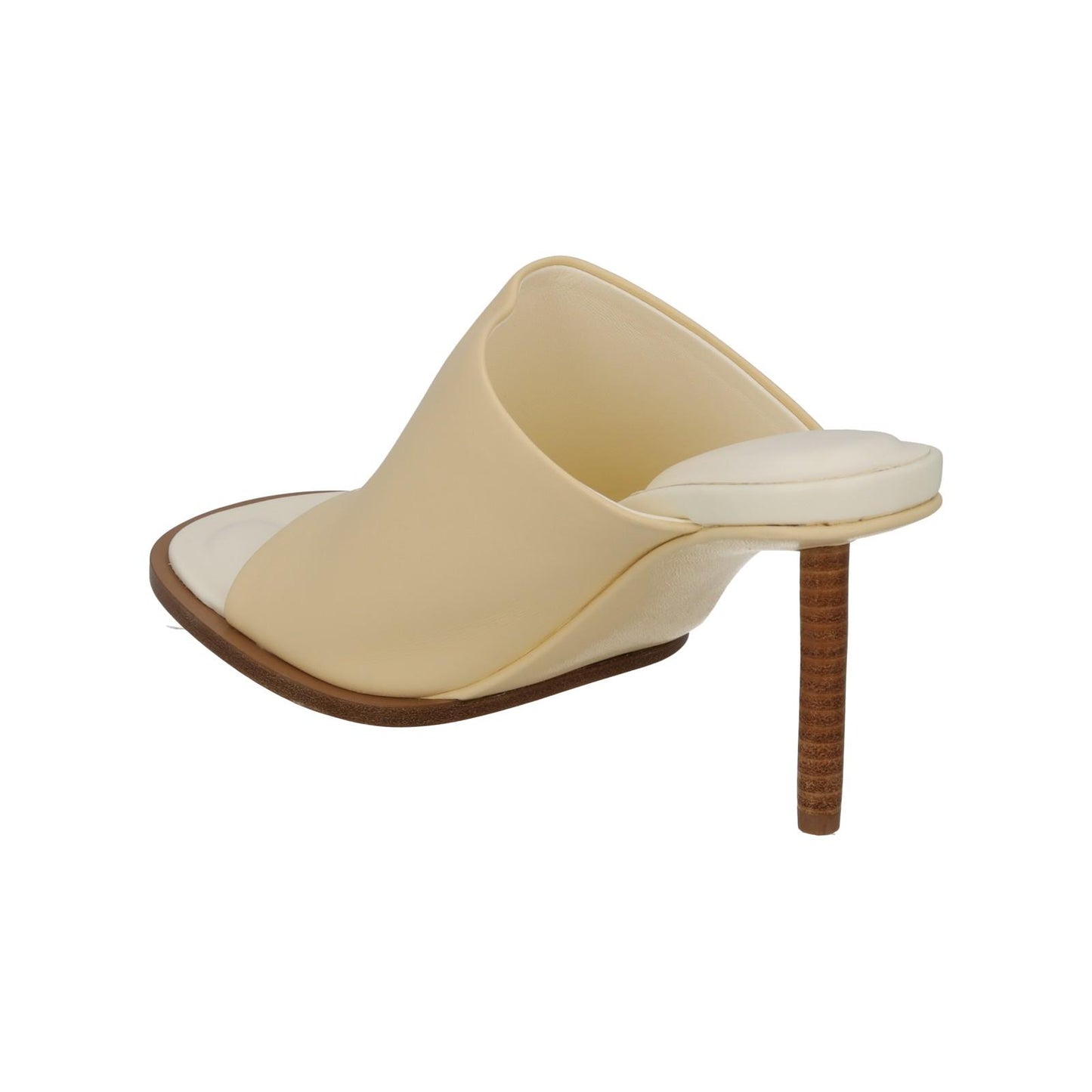 JACQUEMUS Mule Sandals Rond Carre Heels Off White Leather EU38 UK5 NEW RRP545