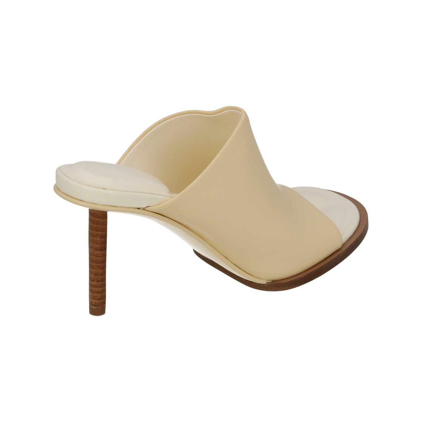 JACQUEMUS Mule Sandals Rond Carre Heels Off White Leather EU38 UK5 NEW RRP545