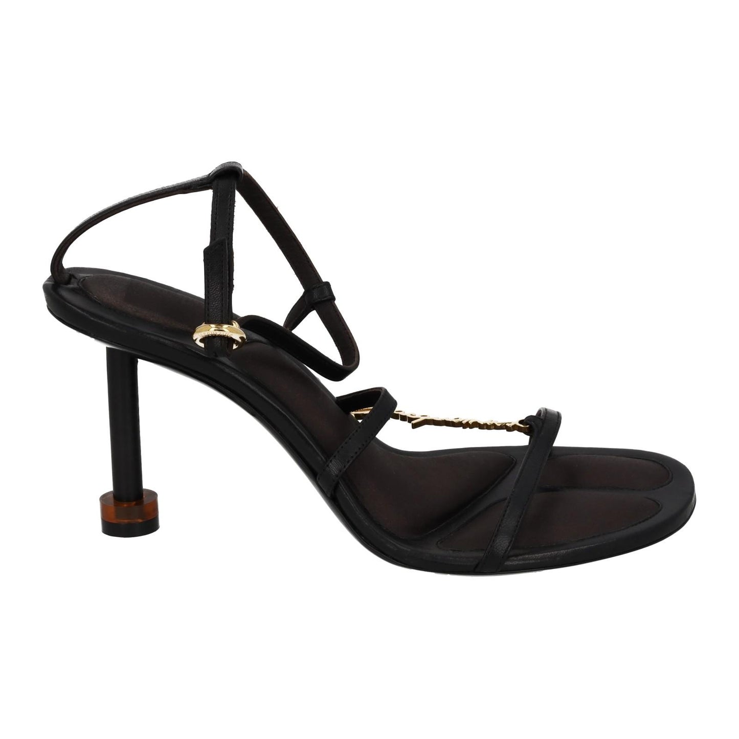 JACQUEMUS Pralu Sandals Black Leather Strappy Slim Heels EU38 UK5 NEW RRP565