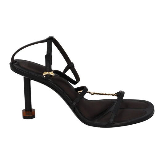 JACQUEMUS Pralu Sandals Black Leather Strappy Slim Heels EU38 UK5 NEW RRP565