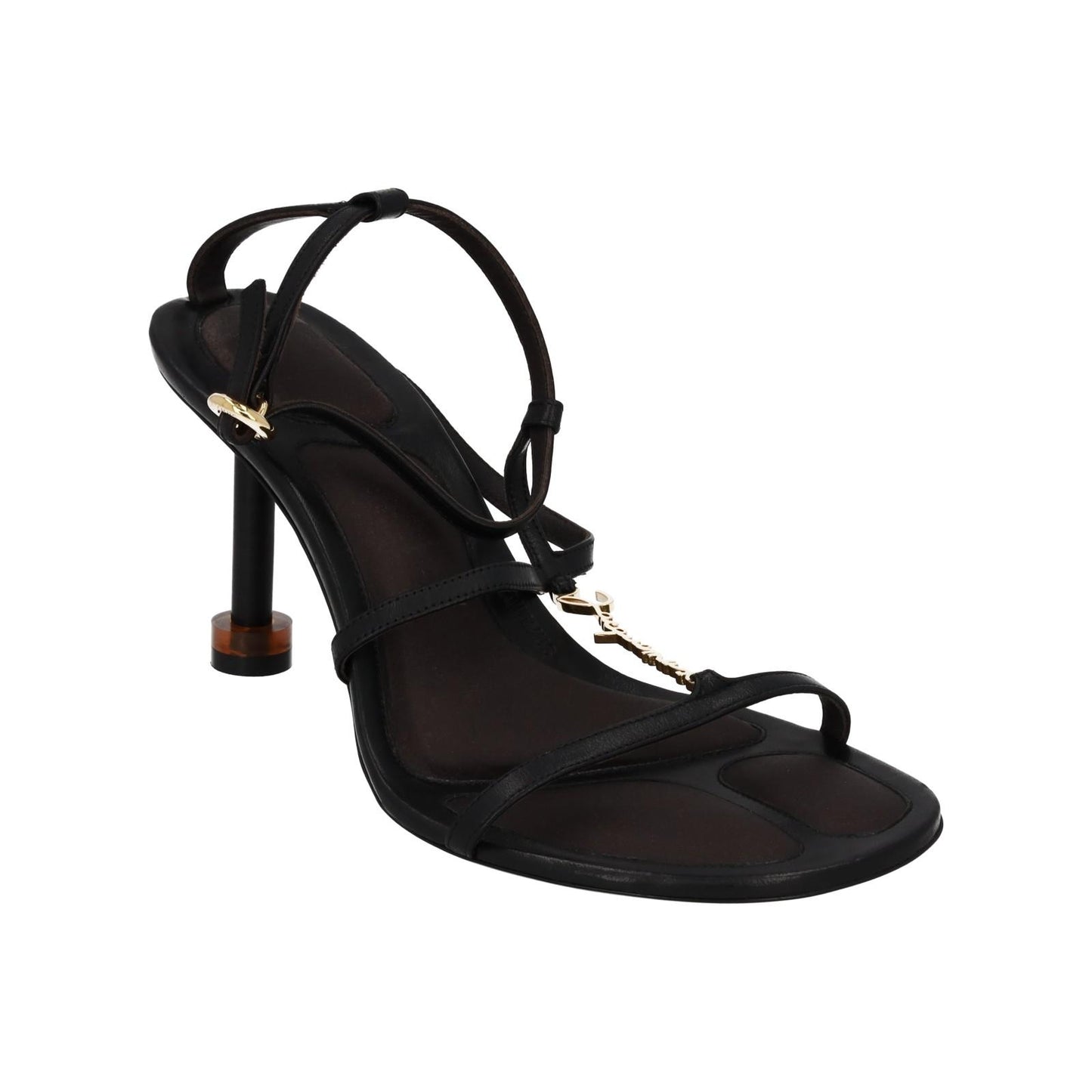 JACQUEMUS Pralu Sandals Black Leather Strappy Slim Heels EU38 UK5 NEW RRP565