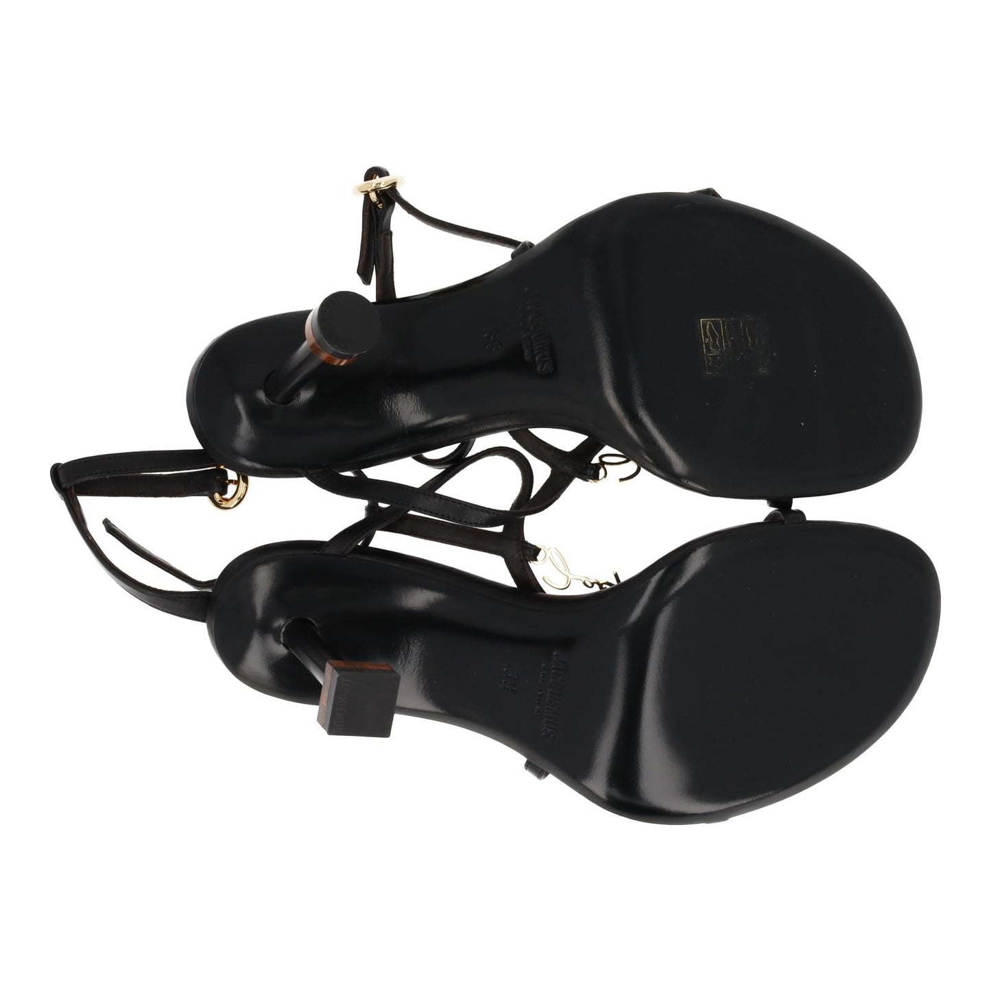 JACQUEMUS Pralu Sandals Black Leather Strappy Slim Heels EU38 UK5 NEW RRP565